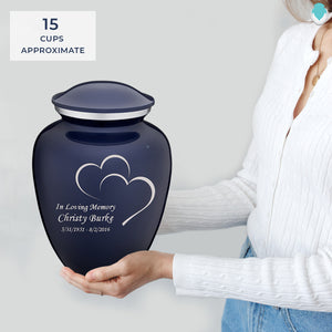 Adult Embrace Cobalt Blue Hearts Cremation Urn