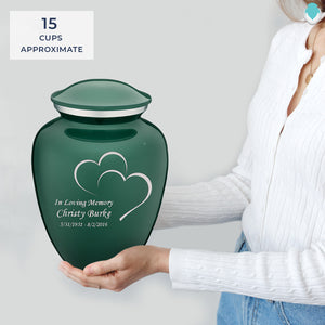 Adult Embrace Green Hearts Cremation Urn