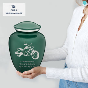 Adult Embrace Green Motorcycle Cremation Urn