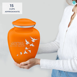 Adult Embrace Burnt Orange Doves Cremation Urn