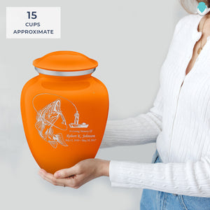 Adult Embrace Burnt Orange Fishing Cremation Urn