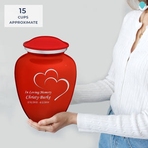 Adult Embrace Bright Red Hearts Cremation Urn