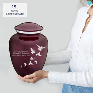 Adult Embrace Cherry Purple Doves Cremation Urn