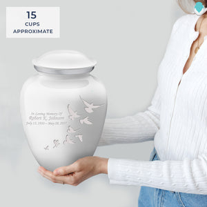 Adult Embrace White Doves Cremation Urn