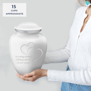 Adult Embrace White Hearts Cremation Urn