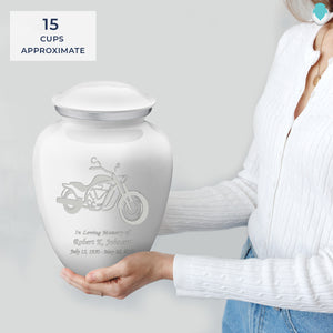 Adult Embrace White Motorcycle Cremation Urn