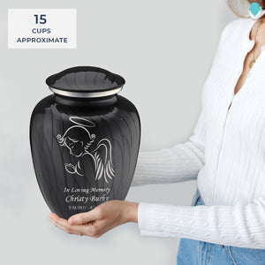 Adult Embrace Pearl Black Angel Cremation Urn