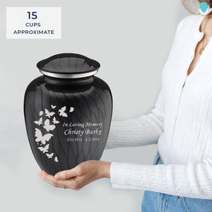 Adult Embrace Pearl Black Butterfly Cremation Urn