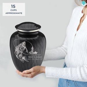 Adult Embrace Pearl Black Fishing Cremation Urn