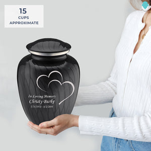 Adult Embrace Pearl Black Hearts Cremation Urn