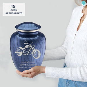 Adult Embrace Pearl Cobalt Blue Motorcycle Cremation Urn