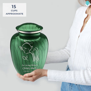 Adult Embrace Pearl Green Angel Cremation Urn