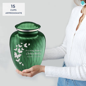 Adult Embrace Pearl Green Butterfly Cremation Urn