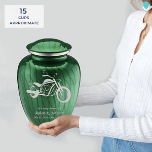 Adult Embrace Pearl Green Motorcycle Cremation Urn