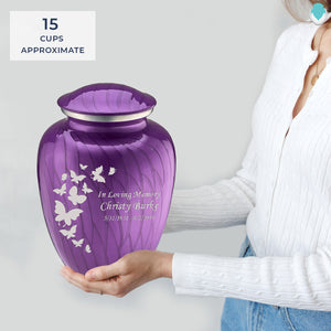 Adult Embrace Pearl Purple Butterfly Cremation Urn