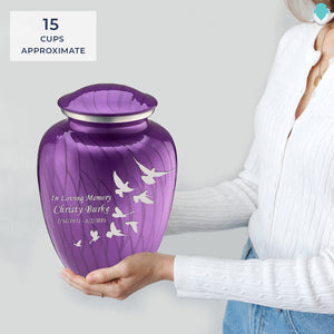 Adult Embrace Pearl Purple Doves Cremation Urn