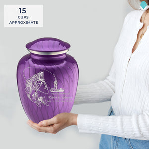 Adult Embrace Pearl Purple Fishing Cremation Urn