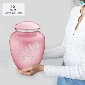 Adult Embrace Pearl Pink Doves Cremation Urn