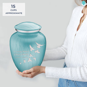 Adult Embrace Pearl Light Blue Doves Cremation Urn