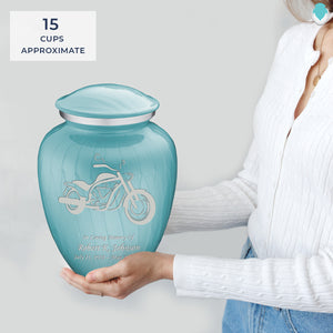 Adult Embrace Pearl Light Blue Motorcycle Cremation Urn