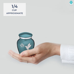 Keepsake Embrace Teal Hummingbird Cremation Urn