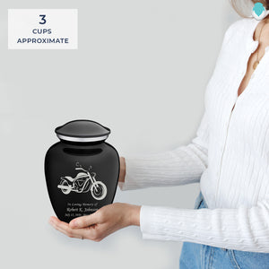 Medium Embrace Black Motorcycle Cremation Urn