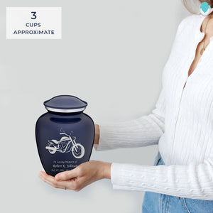 Medium Embrace Cobalt Blue Motorcycle Cremation Urn