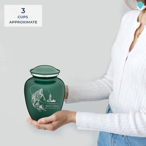 Medium Embrace Green Fishing Cremation Urn