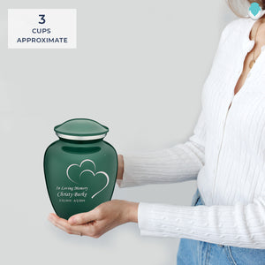 Medium Embrace Green Hearts Cremation Urn