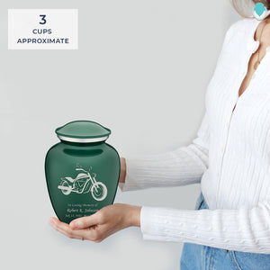 Medium Embrace Green Motorcycle Cremation Urn