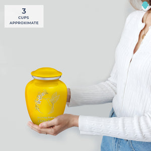 Medium Embrace Yellow Hummingbird Cremation Urn