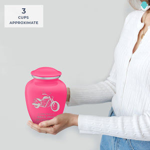 Medium Embrace Bright Pink Motorcycle Cremation Urn