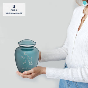 Medium Embrace Teal Angel Cremation Urn