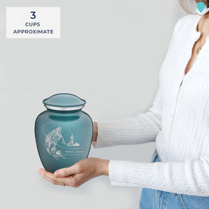 Medium Embrace Teal Fishing Cremation Urn