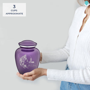 Medium Embrace Purple Fishing Cremation Urn