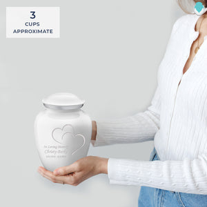 Medium Embrace White Hearts Cremation Urn