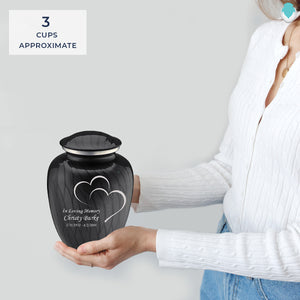 Medium Embrace Pearl Black Hearts Cremation Urn