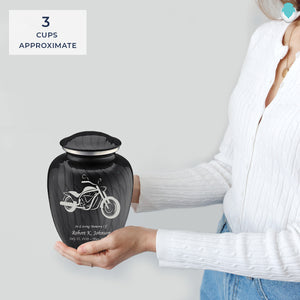 Medium Embrace Pearl Black Motorcycle Cremation Urn