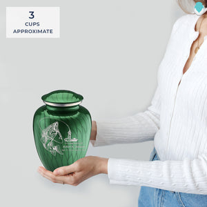 Medium Embrace Pearl Green Fishing Cremation Urn