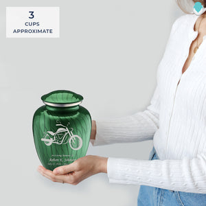 Medium Embrace Pearl Green Motorcycle Cremation Urn