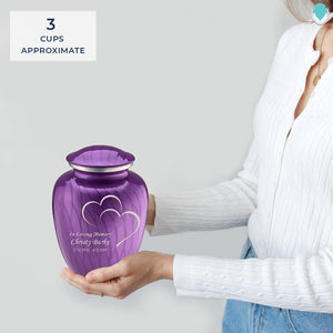 Medium Embrace Pearl Purple Hearts Cremation Urn