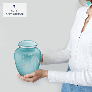 Medium Embrace Pearl Light Blue  Hearts Cremation Urn