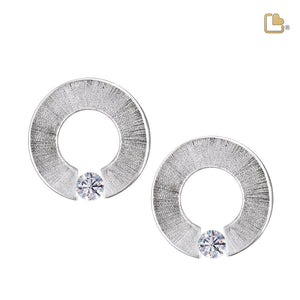 Omegaª Rhodium Plated Two Tone with Clear Crystal Sterling Silver Stud Earrings