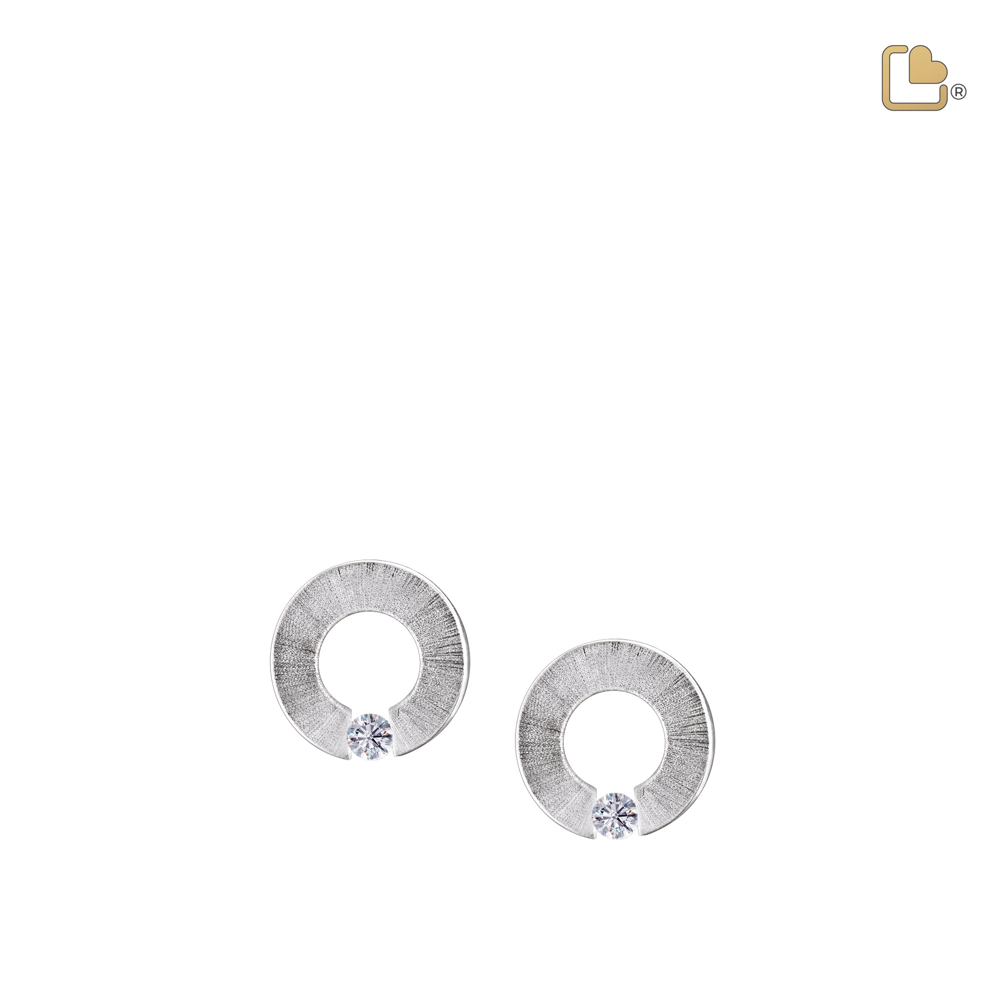 Omegaª Rhodium Plated Two Tone with Clear Crystal Sterling Silver Stud Earrings