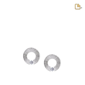 Omegaª Rhodium Plated Two Tone with Clear Crystal Sterling Silver Stud Earrings