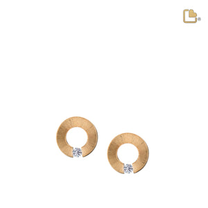 Omegaª Gold Vermeil Two Tone with Clear Crystal Sterling Silver Stud Earrings