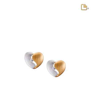 Heartfelt™ with Clear Crystal Gold Vermeil Two Tone Sterling Silver Stud Earrings