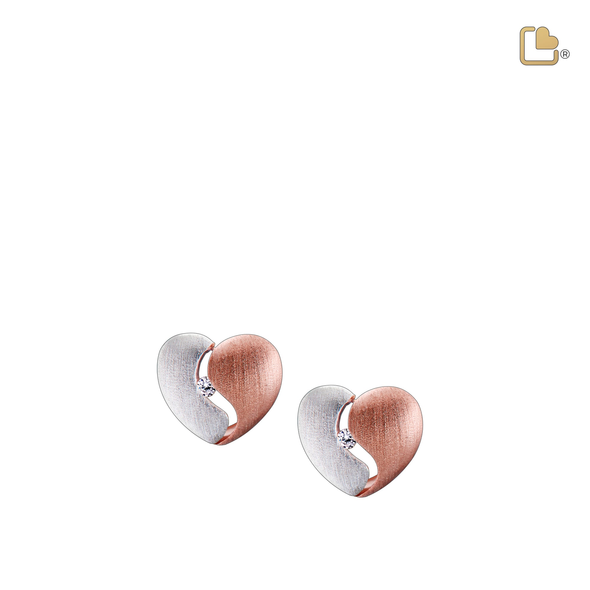 Heartfelt™ with Clear Crystal Rose Gold Vermeil Two Tone Sterling Silver Stud Earrings