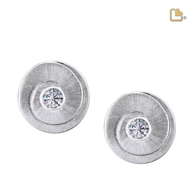 Eternityª with Clear Crystal Rhodium Plated Two Tone Sterling Silver Stud Earrings