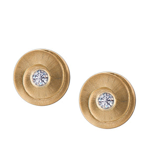 Eternityª with Clear Crystal Gold Vermeil Two Tone Sterling Silver Stud Earrings